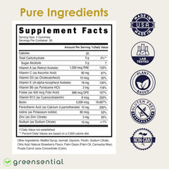 Greensential heart-shaped gummies close-up for daily self-care.