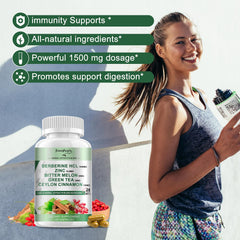 GREENPEOPLE Berberine with cinnamon and bitter melon highlighting immune-support blend