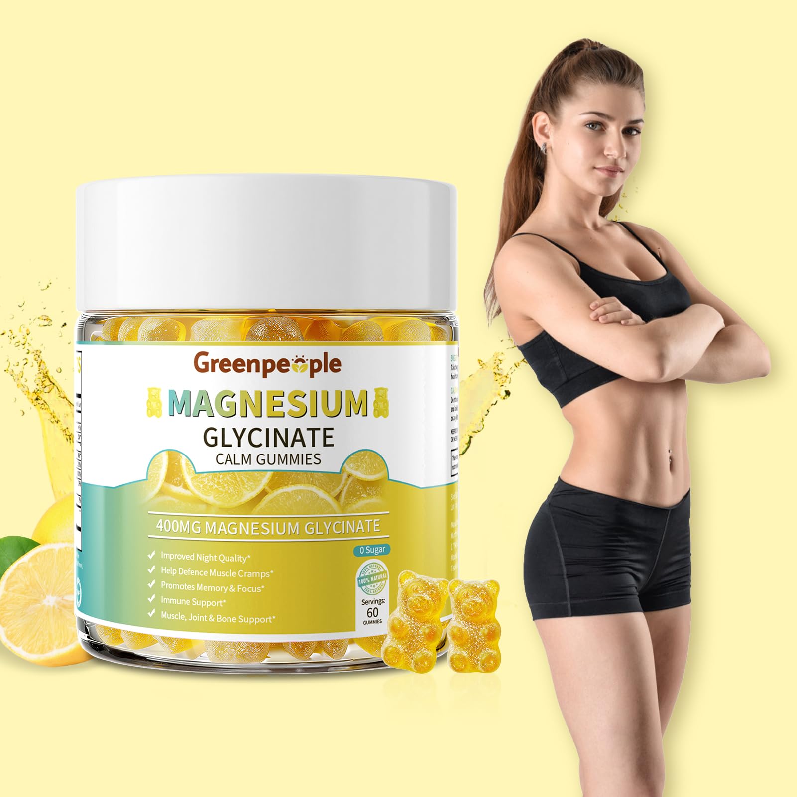 GREENPEOPLE Magnesium Glycinate Gummies serving dosage demonstrates a simple nightly routine