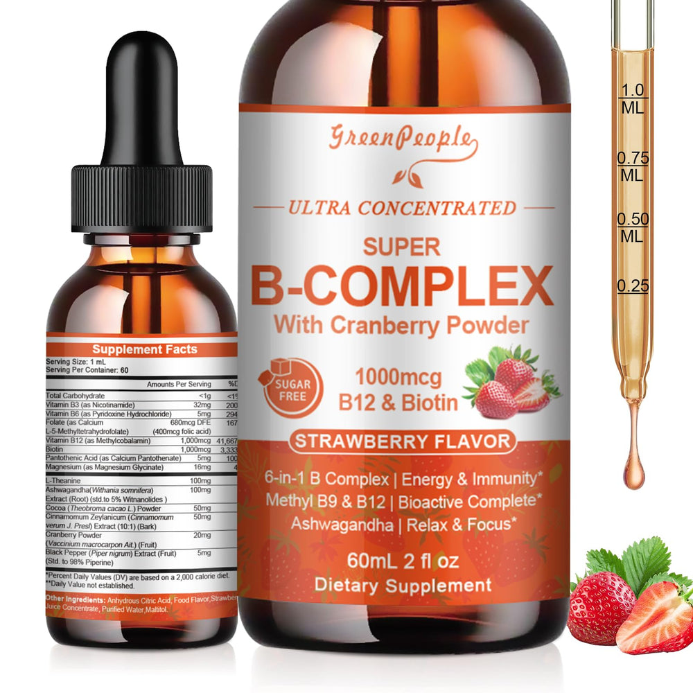 GREENPEOPLE vitamin methylated B complex bottle front view supports daily energy
