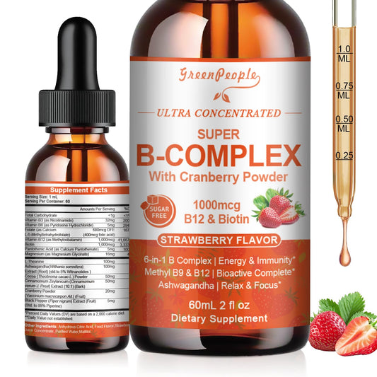 GREENPEOPLE vitamin methylated B complex bottle front view supports daily energy