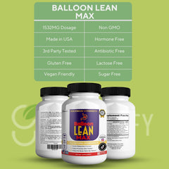 Front label of GREENVIFY Balloon Lean Max highlighting natural ingredients.