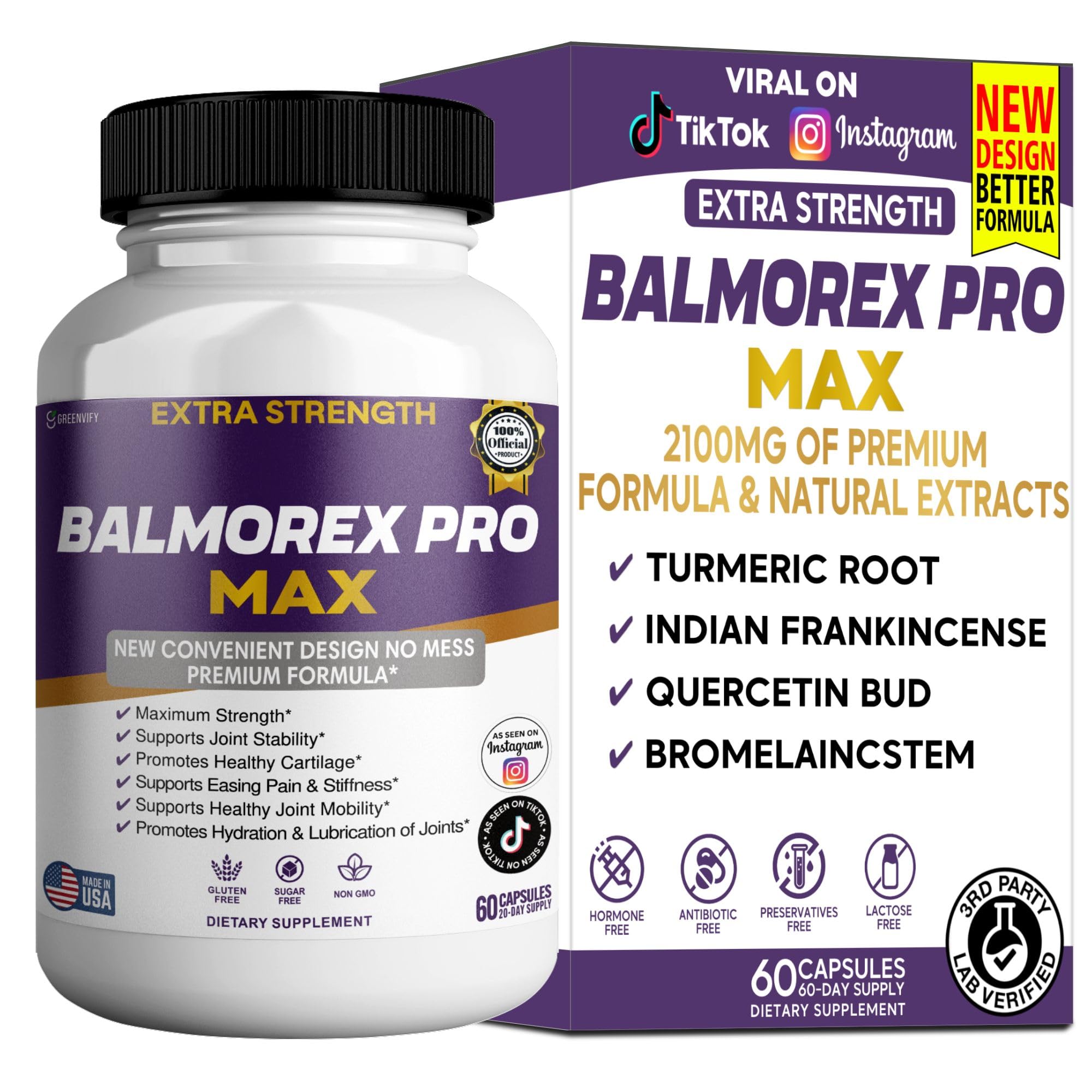 GREENVIFY Balmorex Pro Max bottle for daily joint support and easy at-home routines.