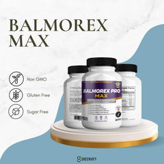 GREENVIFY Balmorex Pro Max ingredients panel emphasizing Glucosamine, Chondroitin, MSM synergy.