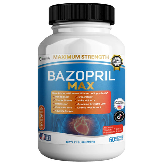 GREENVIFY Bazopril Max bottle front showing plant-powered daily wellness support