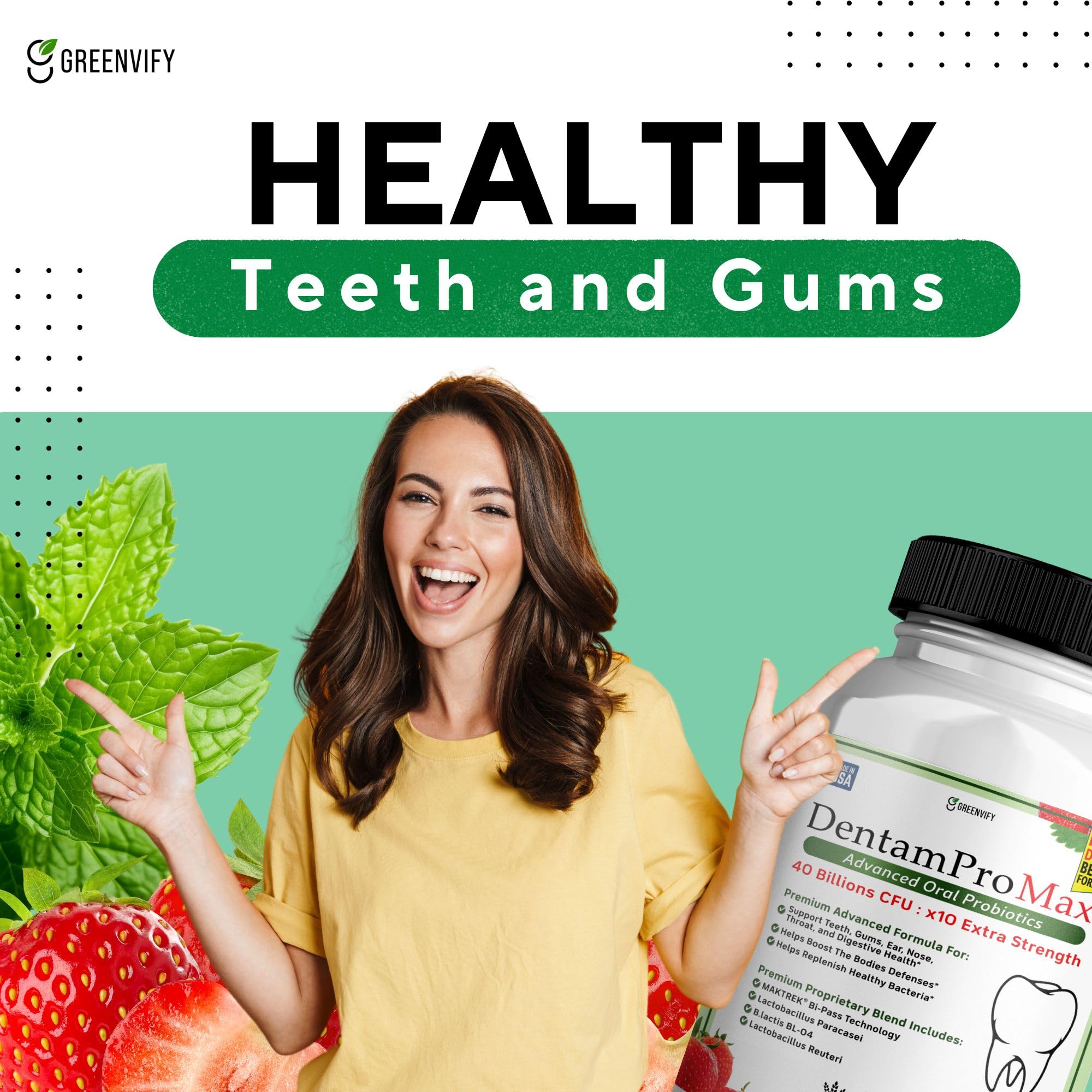 GREENVIFY DentamPro Max packaging suggests long-lasting breath freshness