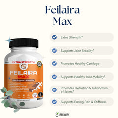 GreenVify Feilaira Max bottle label with ingredient highlights.