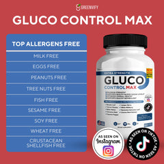GREENVIFY Gluco Control Max label close-up highlighting all-natural ingredients