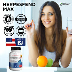 GREENVIFY HerpesFend Max nutrition label close-up, product transparency.