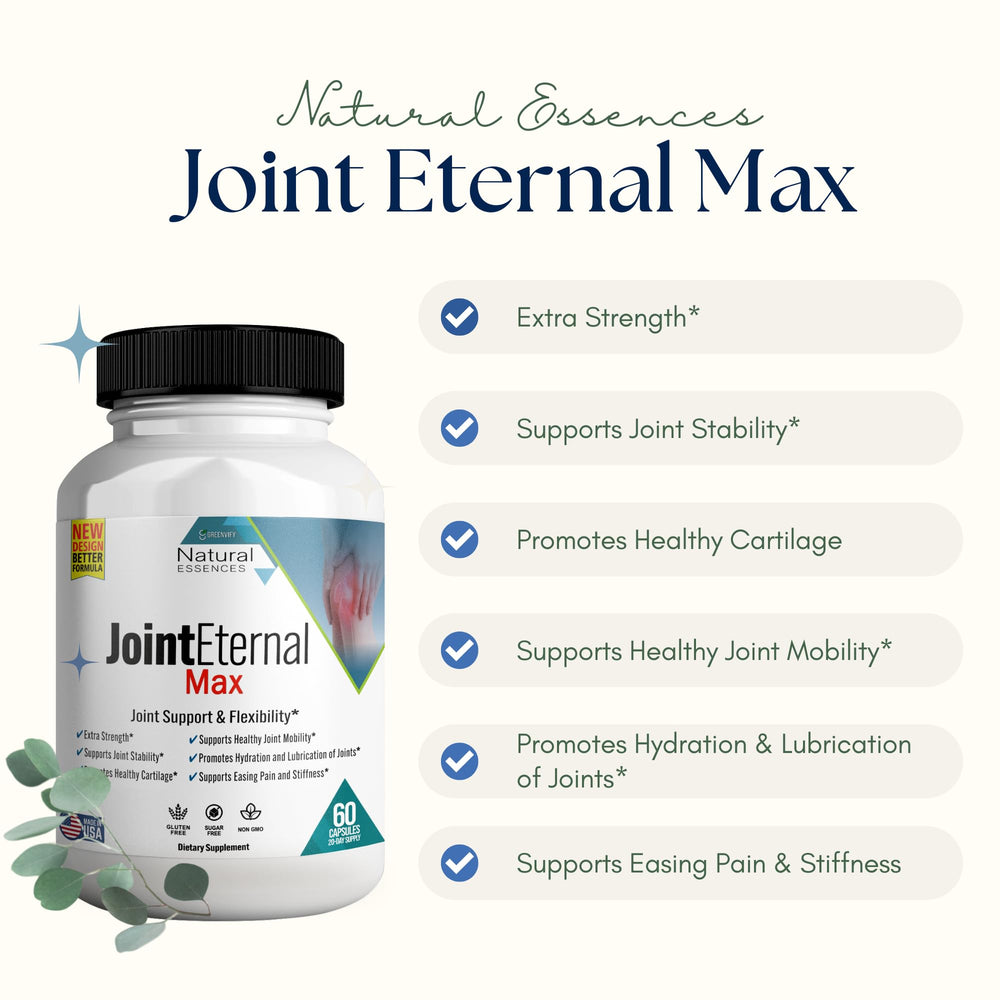 GREENVIFY Joint Eternal Max label highlights gluten-free and non-GMO