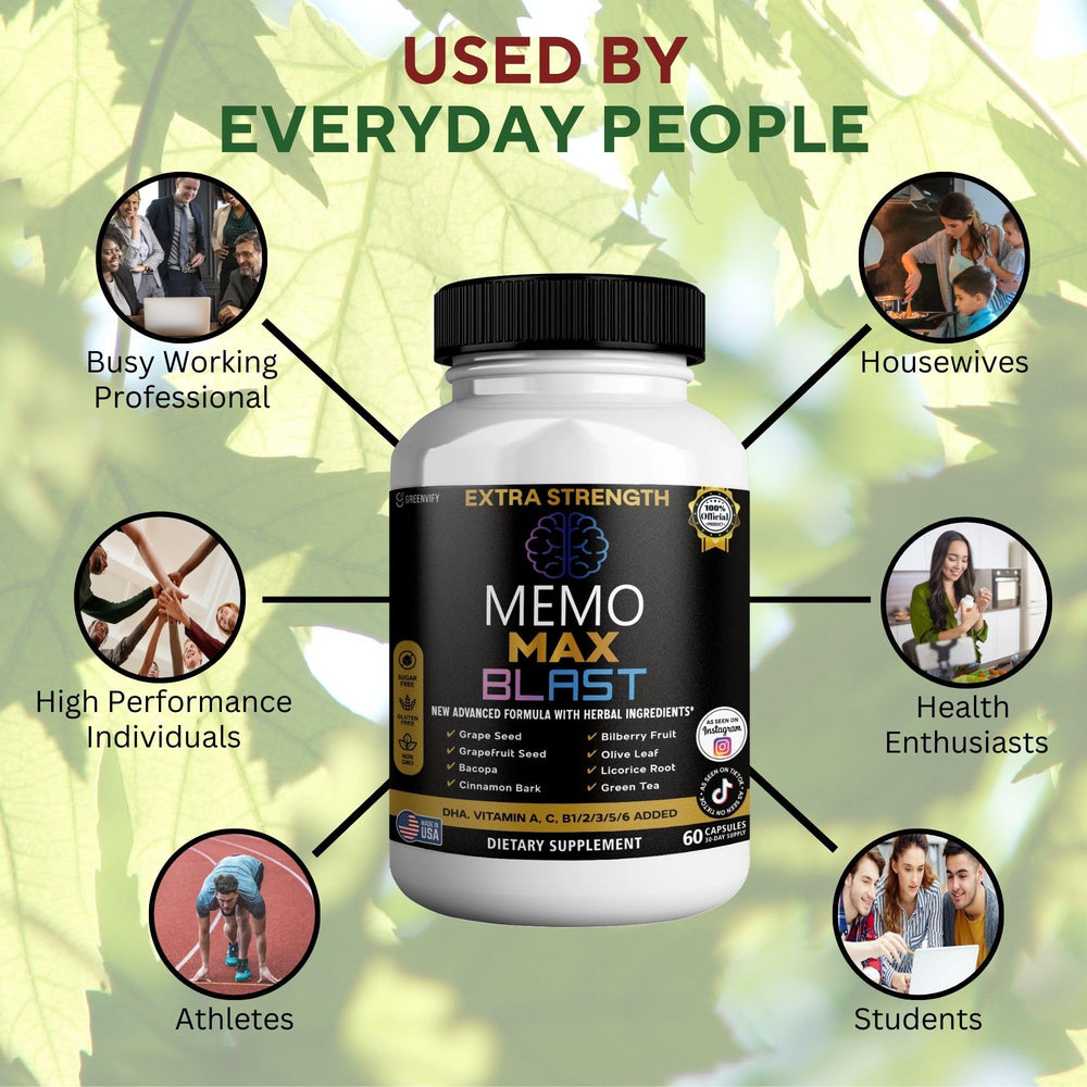 GREENVIFY Memo Max Blast packaging stack communicates value and quality.