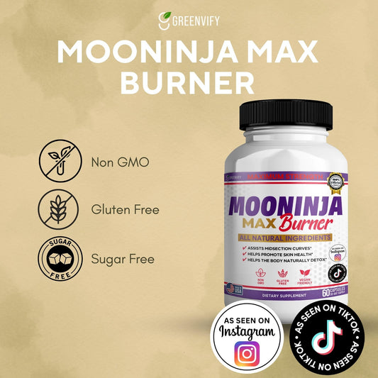 GreenVIFY Mooninja Max Burner capsules close-up for a 60-count daily supplement