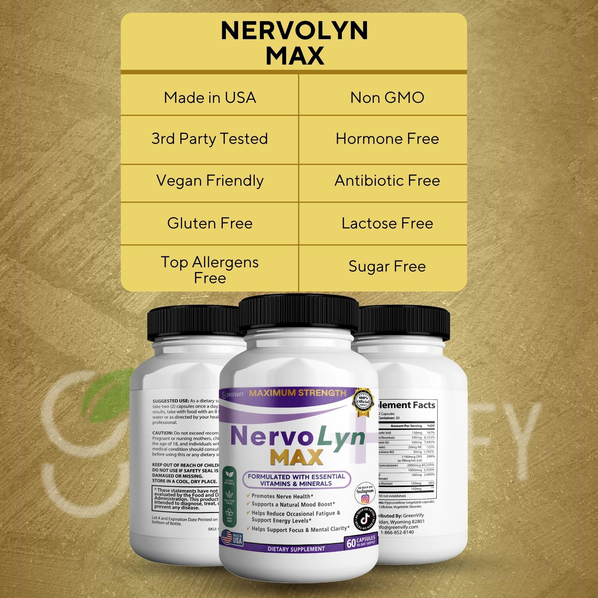 GreenVify NervoLyn Max vitamin B complex supports balanced nerve health.