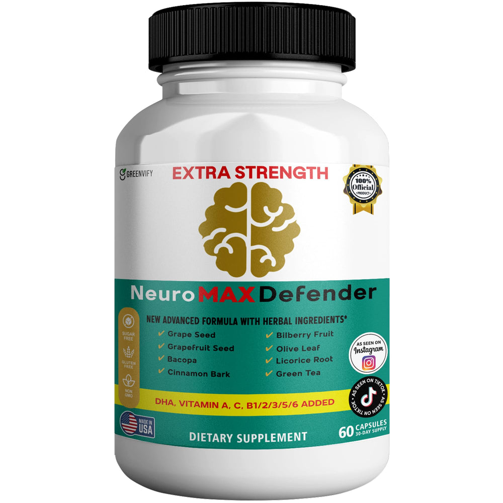 GREENVIFY NeuroMAX Defender extra-strength bottle front for daily brain support