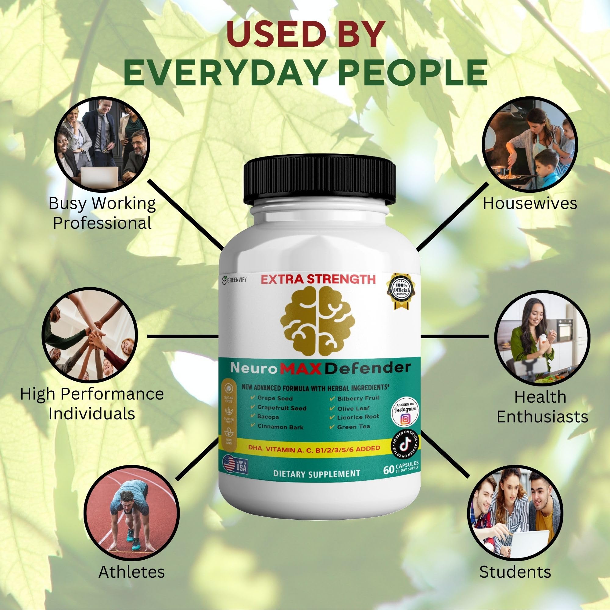 GREENVIFY NeuroMAX Defender herbal blend scene signaling natural cognitive support
