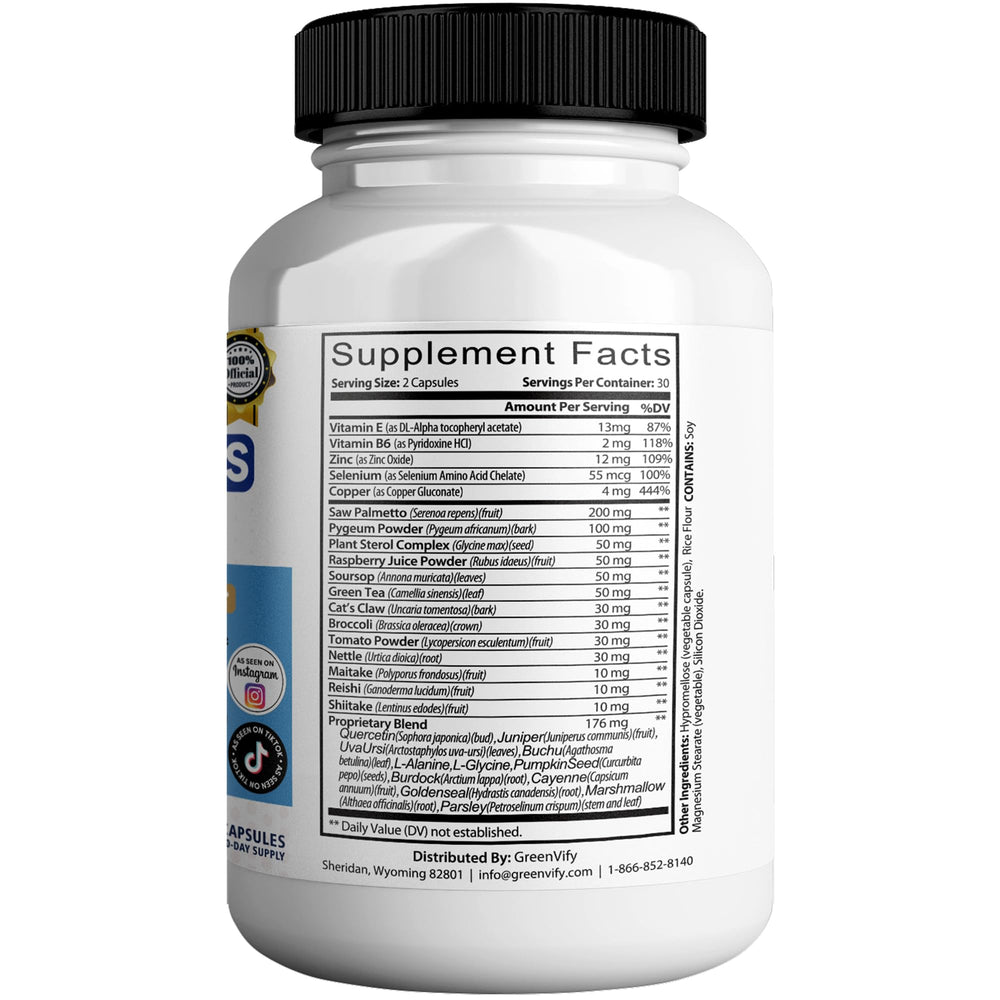 Greenvify Prostate SOS Max capsules close-up for easy-to-swallow daily intake.