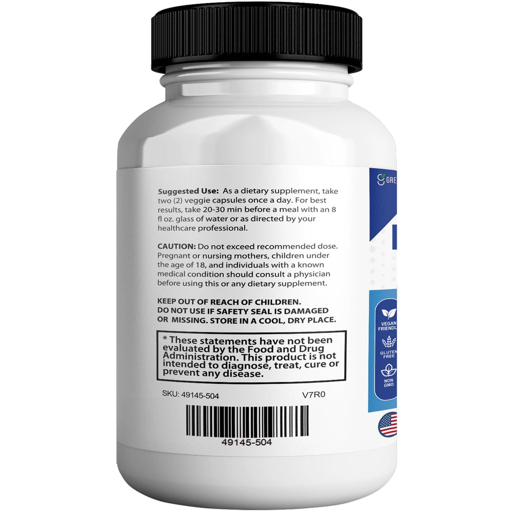 Greenvify Prostate SOS Max ingredients highlight Saw Palmetto and vitamins.