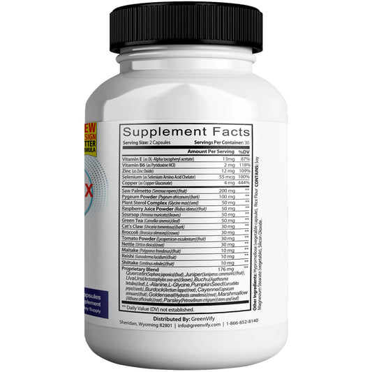 GREENVIFY ProstateViva Max capsules close-up showing natural ingredients for prostate health.