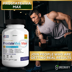 GREENVIFY ProstateViva Max daily-use image suggests ongoing urinary health support.