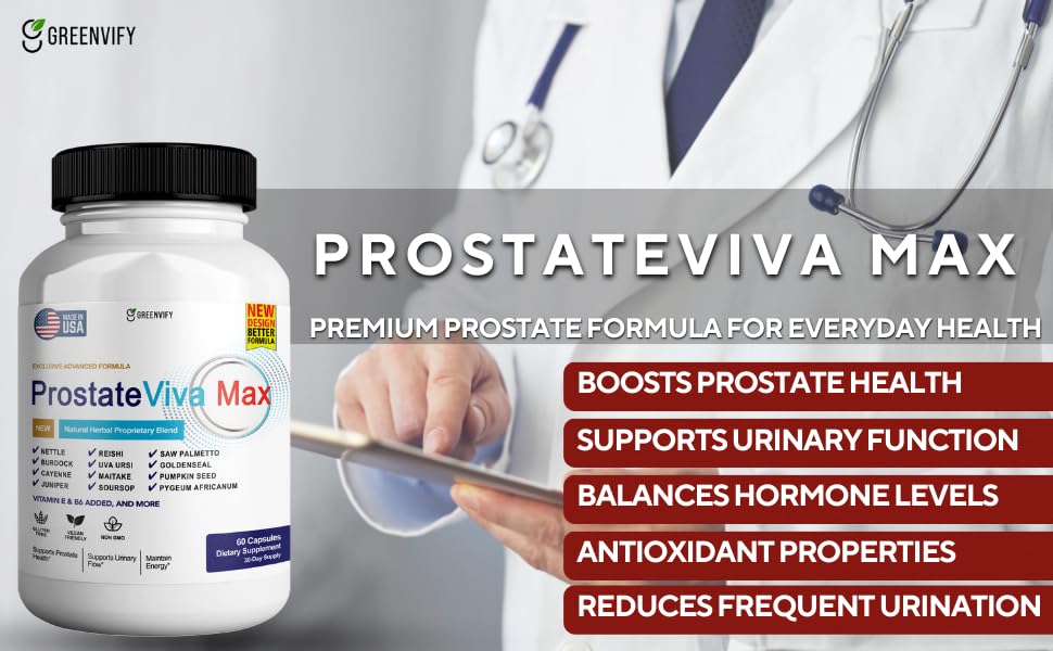 GREENVIFY ProstateViva Max packaging indicates a one-month supply for consistent use.