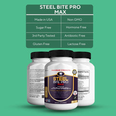 GREENVIFY Steel Bite Pro Max label closeup highlighting ingredients