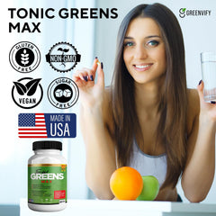 GREENVIFY Tonic Greens Max vitamins C, E, B6 enhanced formula in capsules