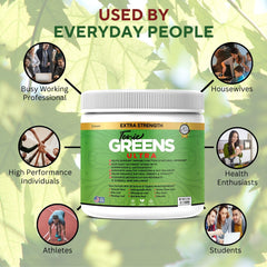 GREENVIFY Tonic Greens Ultra tub label close-up with turmeric and moringa.