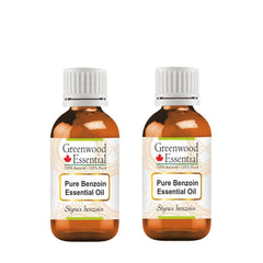 Greenwood Essential Benzoin oil two-pack bottle front view preserves potency for aromatherapy and skin care.