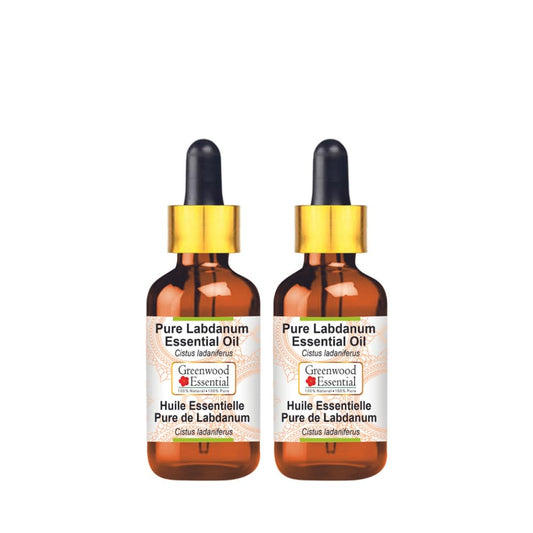 Greenwood Essential Labdanum oil bottle close-up in amber glass preserves potency.