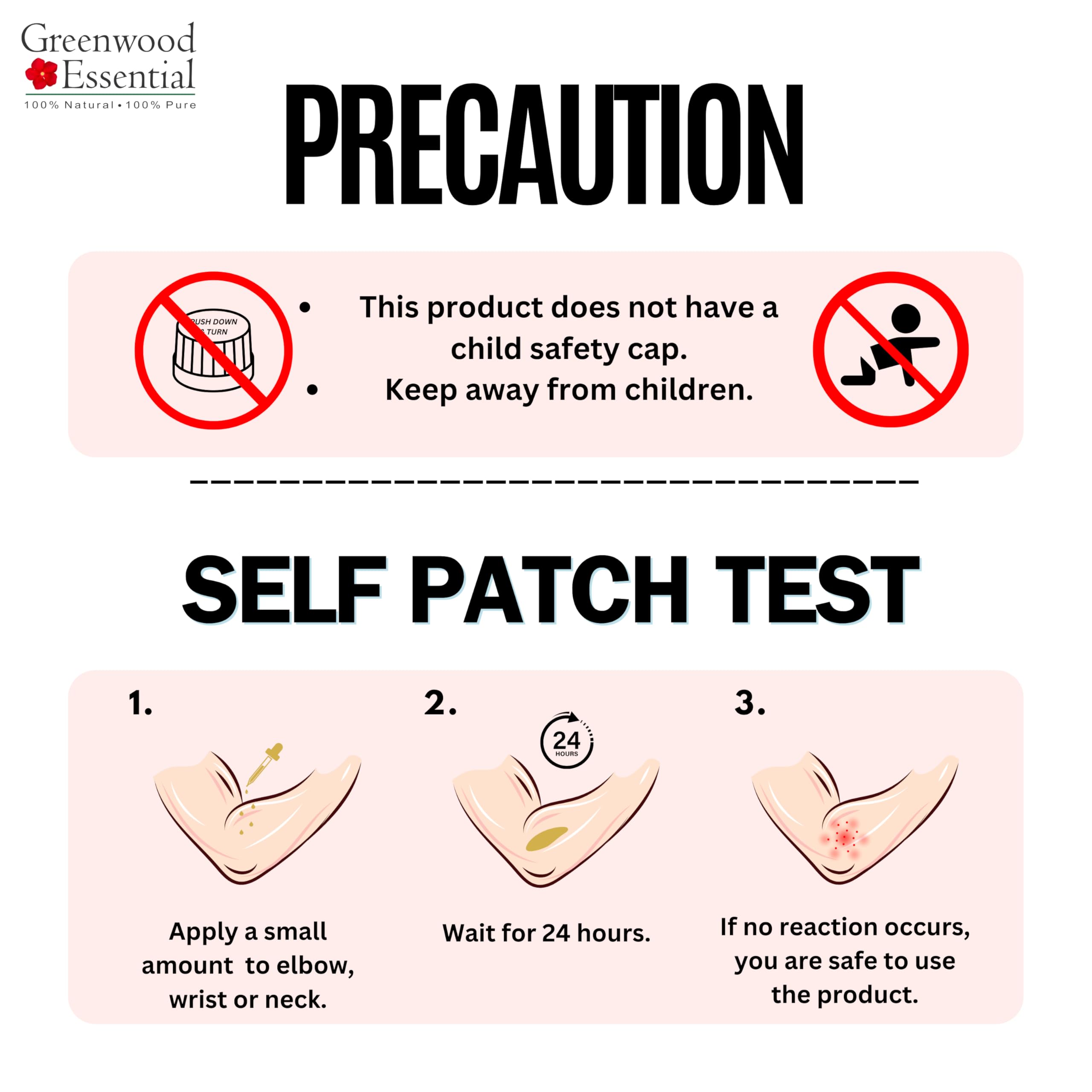 Greenwood Essential Petitgrain dilution guide visual for safe use