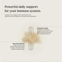 Greenworks Nature's Immune bottle pour showing on-the-go capsules for year-round defense.