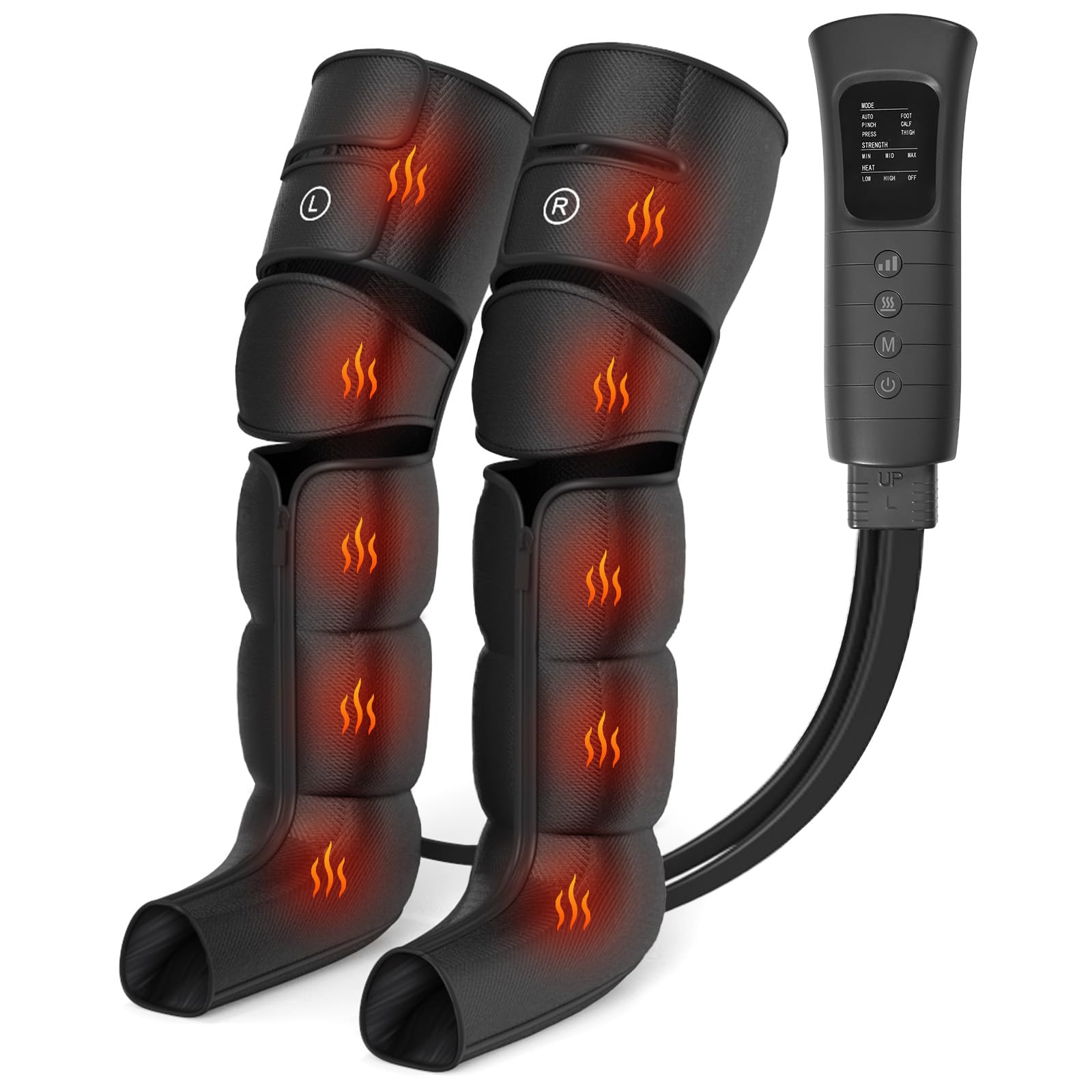 Greetmed leg massager with four-zone compression targets feet to thighs for even pressure.
