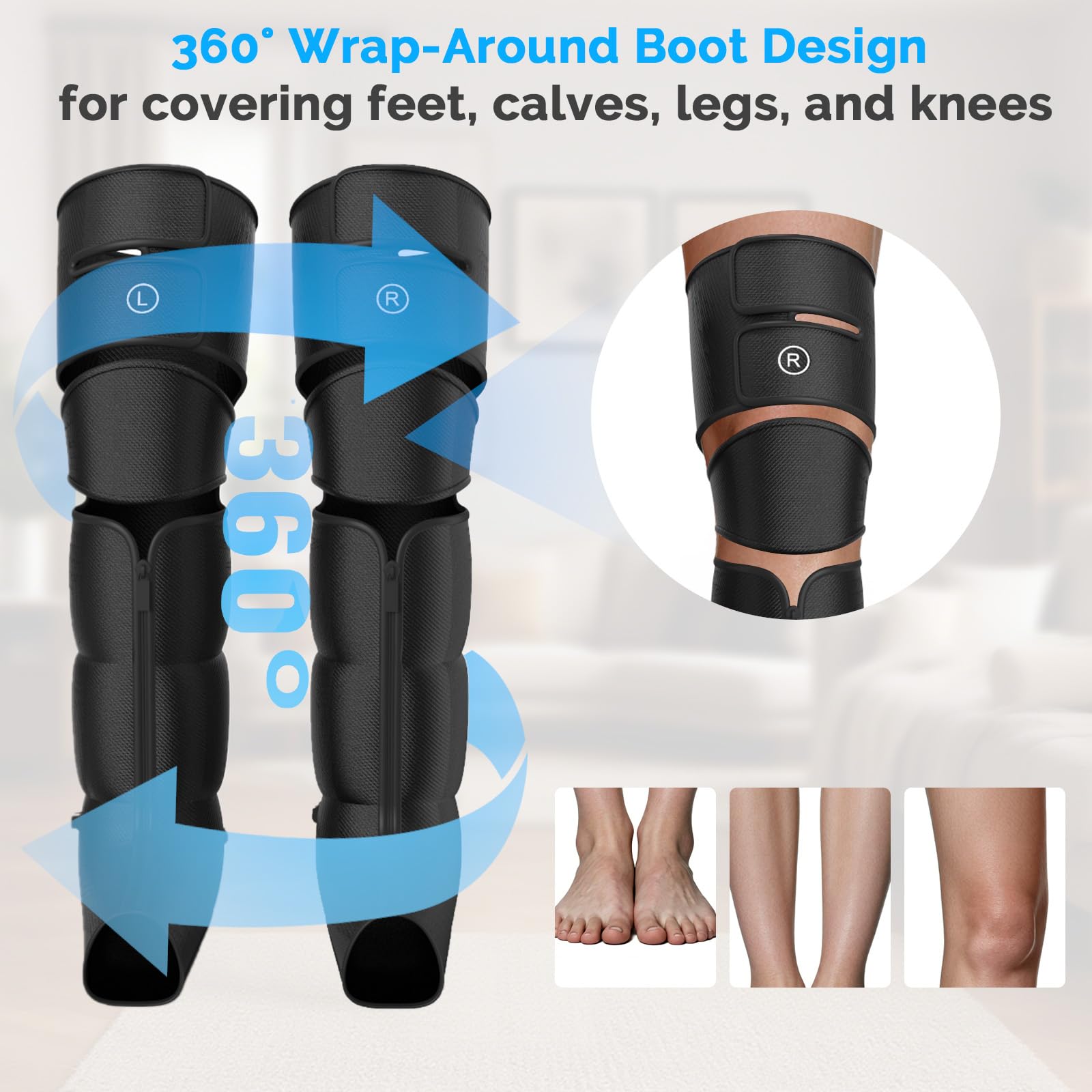 Greetmed leg massager heat therapy offers soothing warmth during compression.