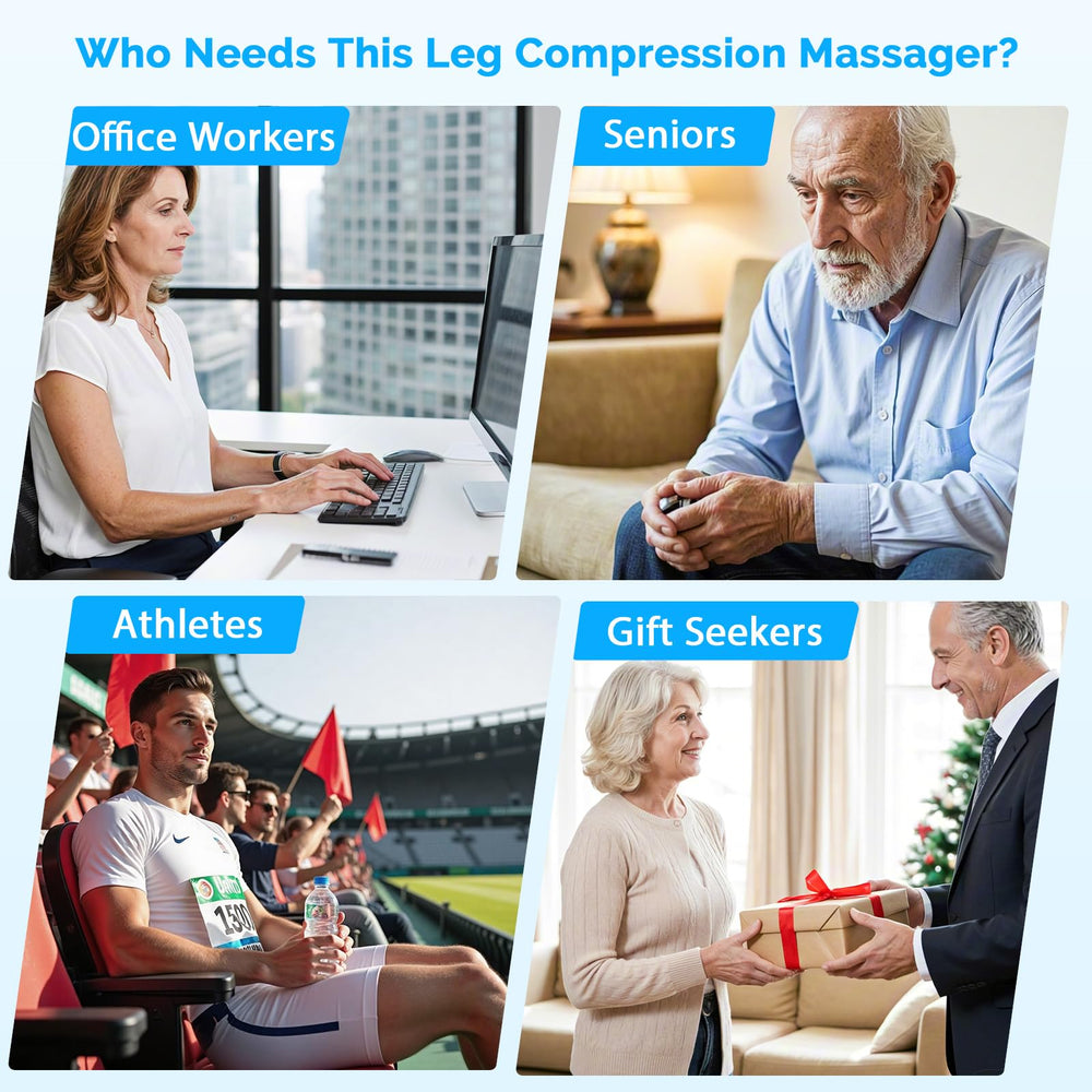 Greetmed leg massager runs quietly for discreet use at home or work.