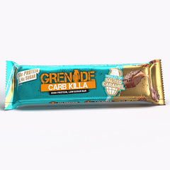Grenade Carb Killa bar in a gym bag, ready for post-workout fuel.