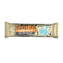 Close-up of Grenade Carb Killa bite highlights creamy texture and crunch.