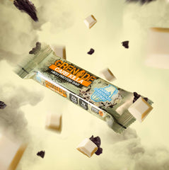 Cross-section of Grenade Carb Killa reveals creamy center with cookie bits.