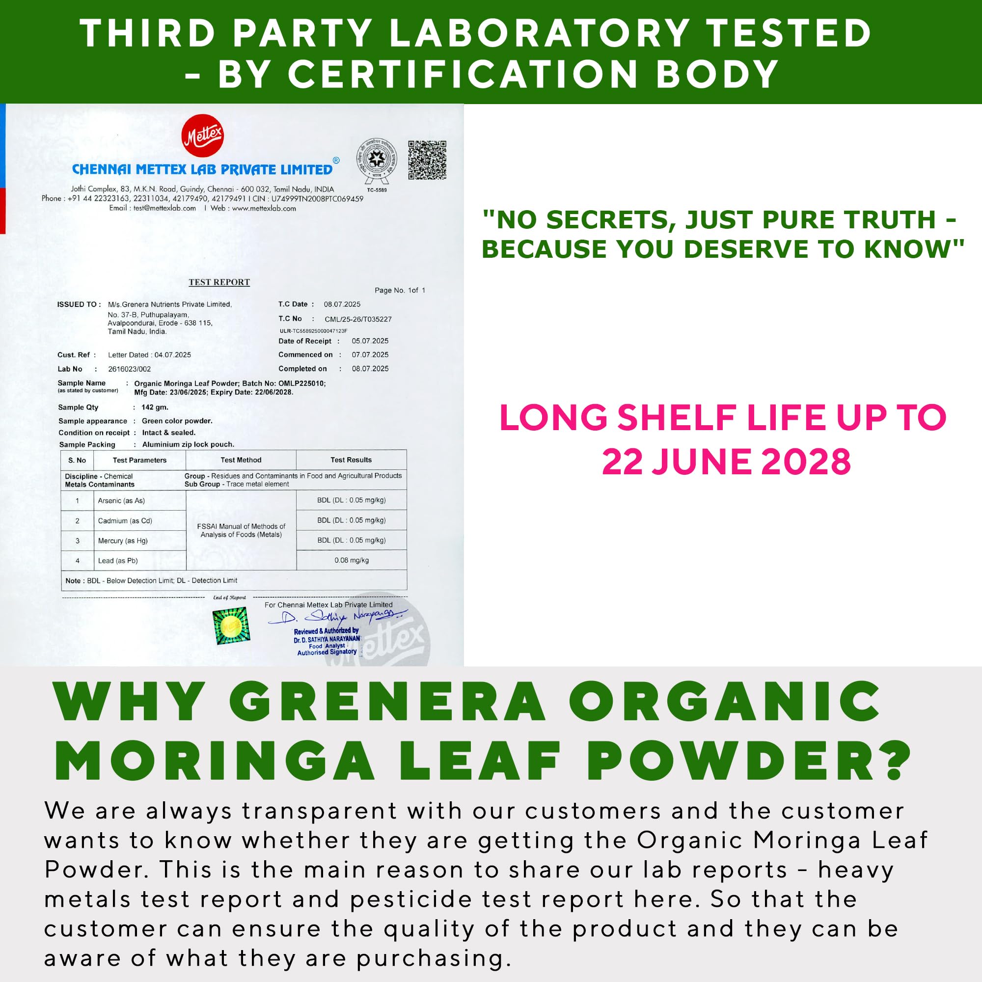 Grenera organic farm direct sourcing highlights farm origin.
