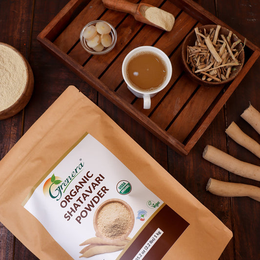 Grenera Shatavari powder scoop enables precise daily measurements for convenient dosing.