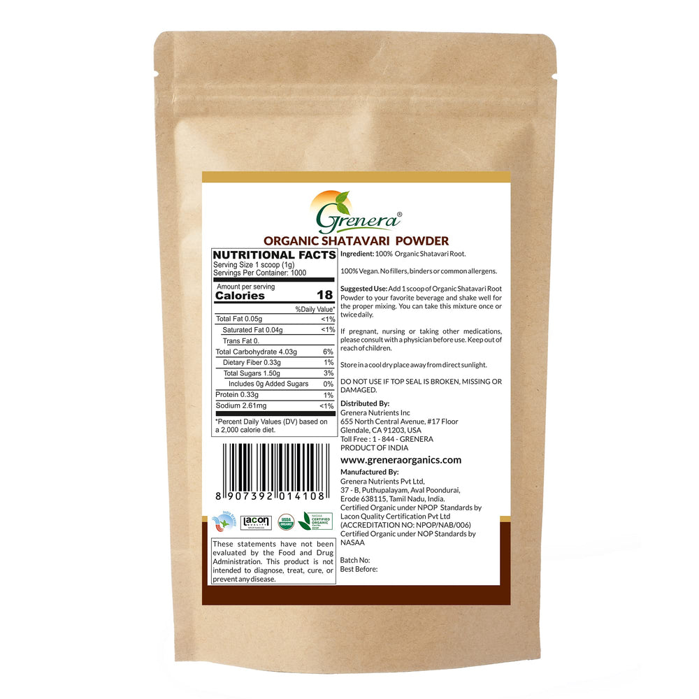 Grenera Shatavari root illustration highlights natural root-based powder for daily wellness.
