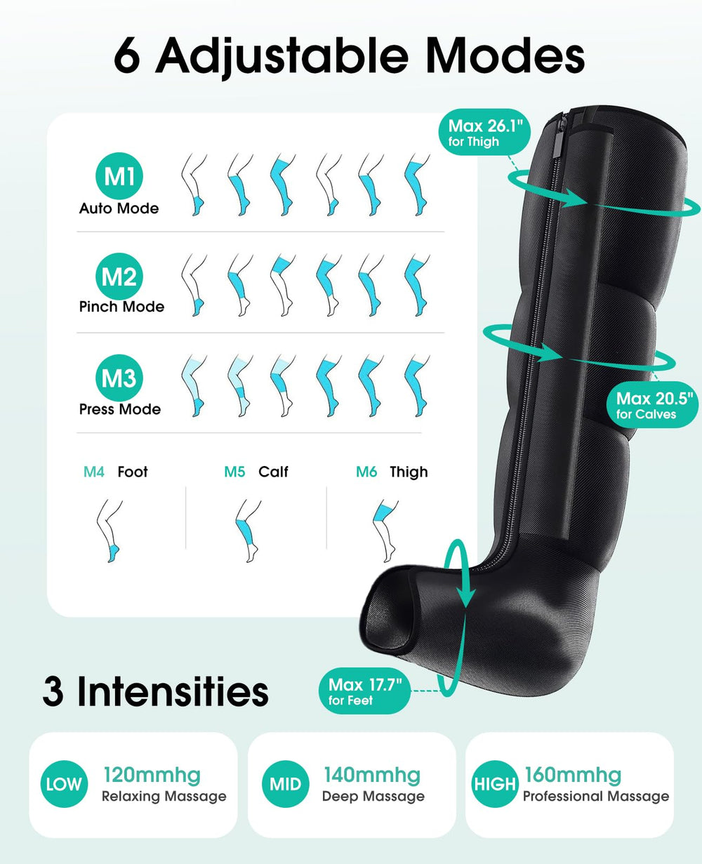 Greprety leg compression supports calves and thighs for comprehensive leg relief.