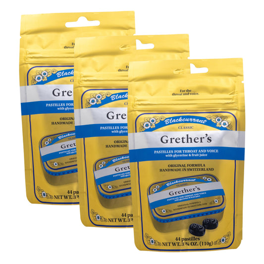 GRETHER'S Blackcurrant Pastilles refill bag for convenient replenishment