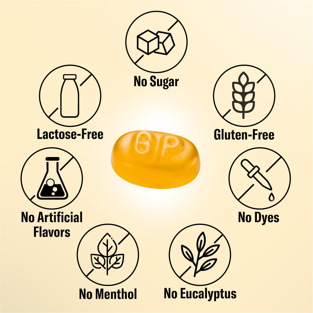 GRETHER'S Sugarfree Elderflower Pastilles ingredients label, elderflower and apple juice.