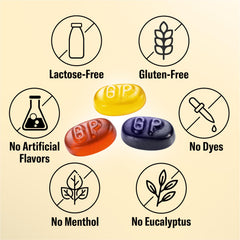 GRETHER'S sugarfree pastilles ingredients closeup - real fruit juice and natural flavors