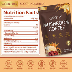 GRGTP Mushroom Coffee cold brew in a glass with ice