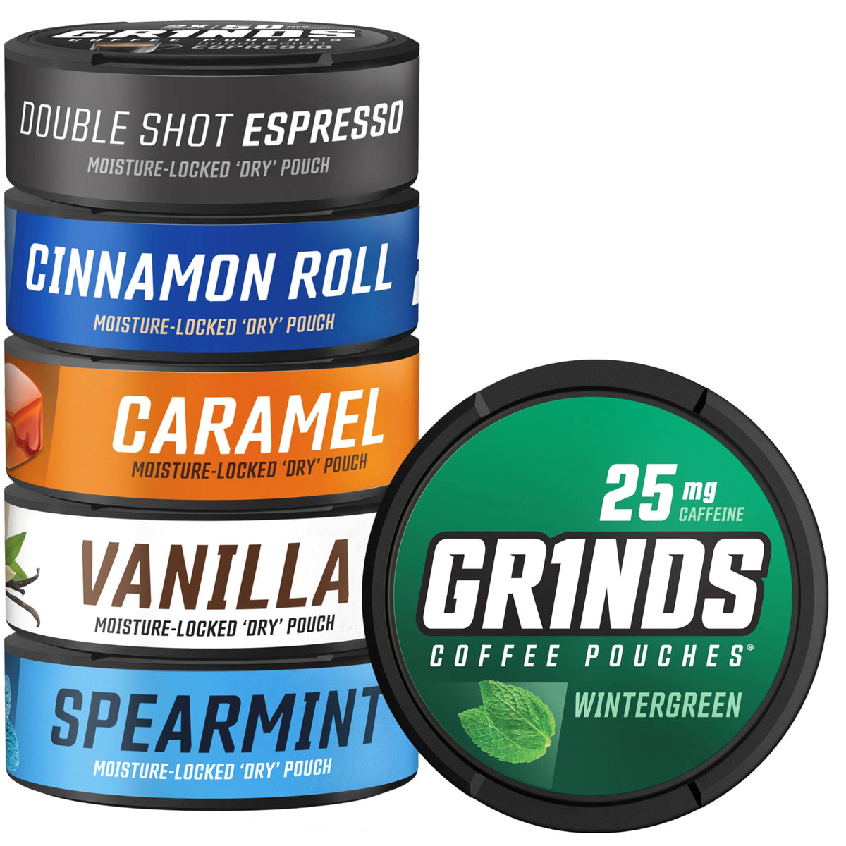 GRINDS Caramel coffee pouch for quick energy and dessert-inspired aroma