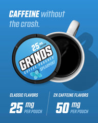 Grinds Cinnamon Roll flavor pouch with warm aroma and taste