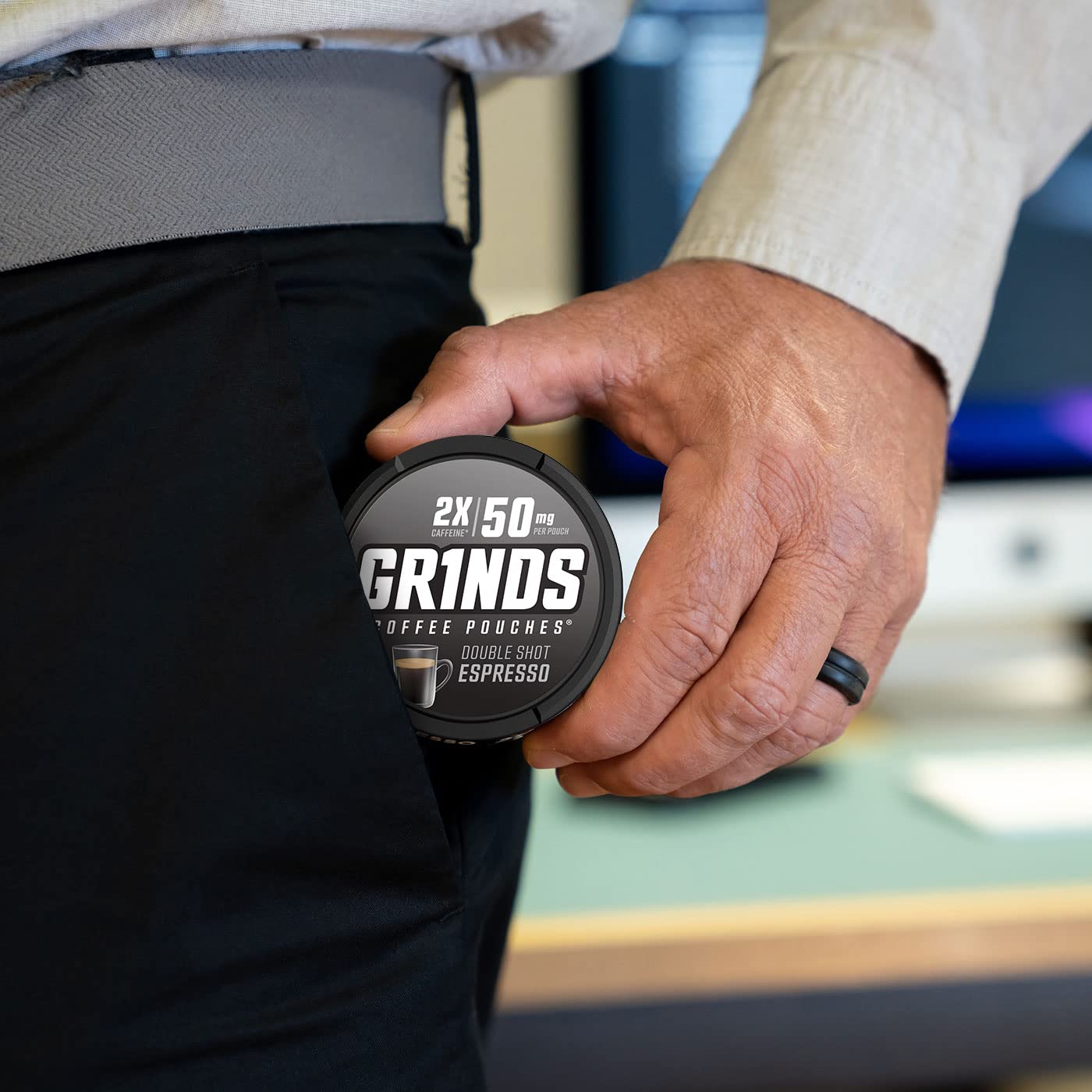 GRINDS espresso beans scene conveys rich aroma and flavor