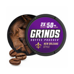 GRINDS coffee pouches New Orleans style aroma boosts focus and energy