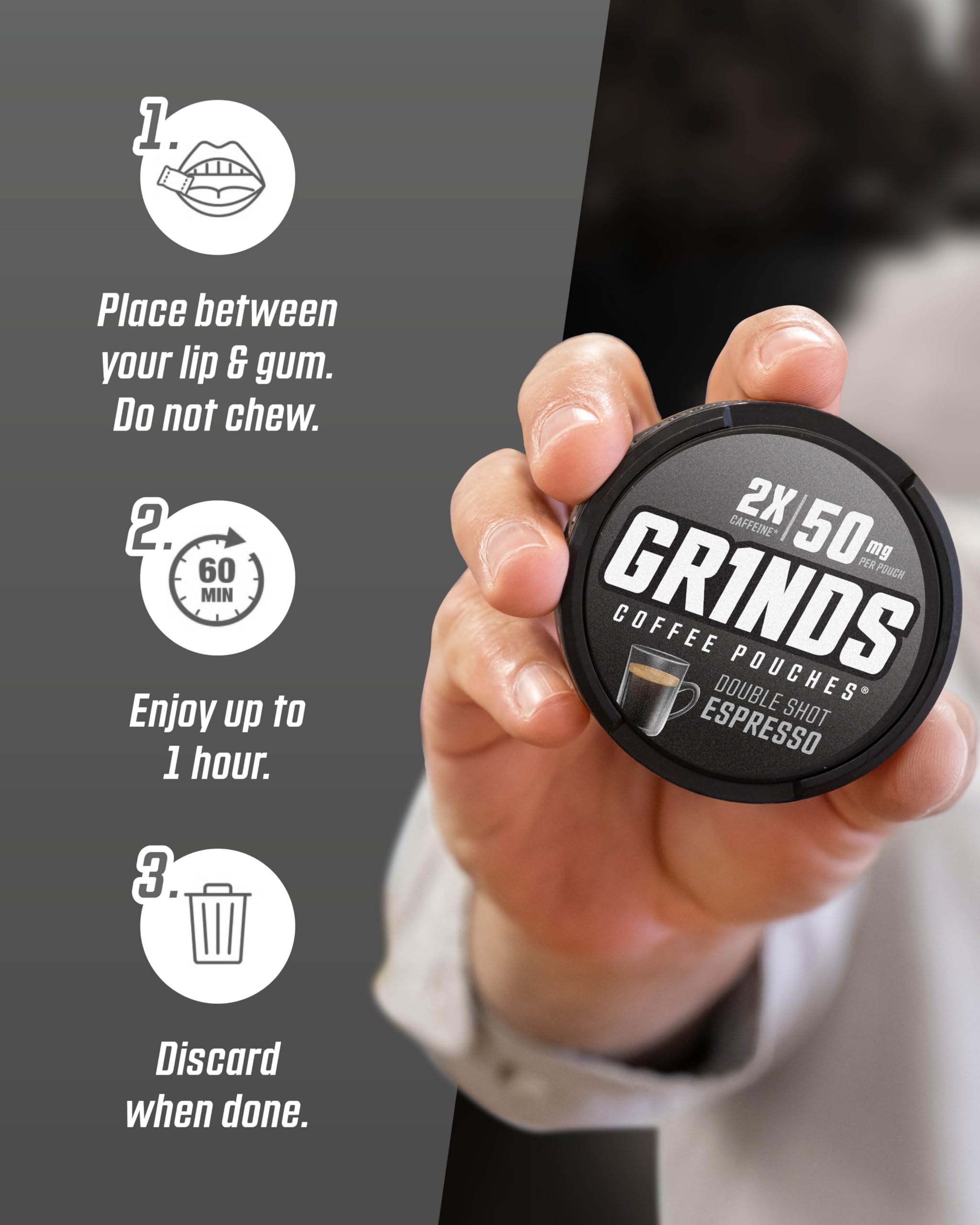 GRINDS orange citrus can, bright taste with sustained focus